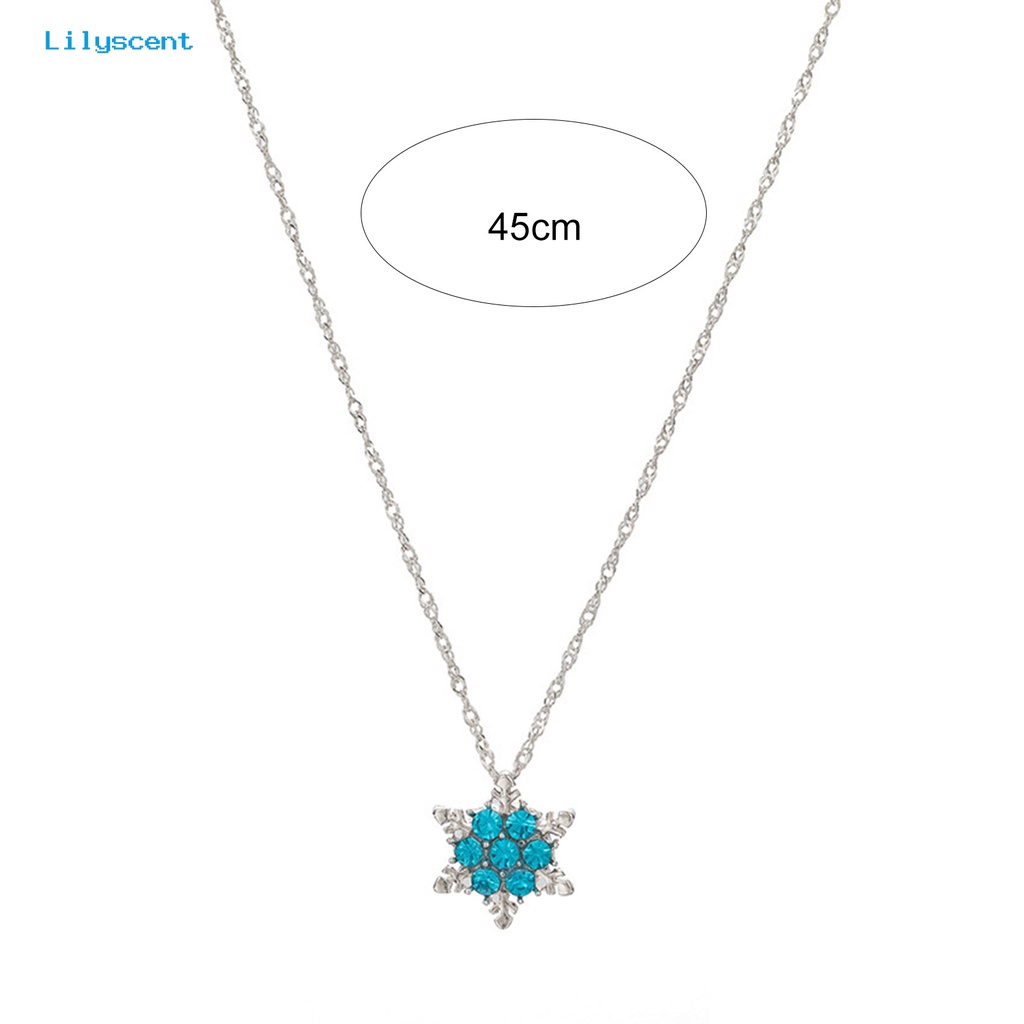 [LS] Wanita Kalung Elegan Berlian Imitasi Mengkilap Berkilau Dapat Disesuaikan Dekoratif Hadiah Liburan Natal Snowflake Pendant Necklace Party Jewelry Untuk Tahun Baru