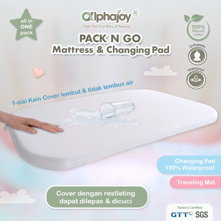 Alphajoy PACK N GO Mattress Changing Pad Latex Waterproof alas bayi