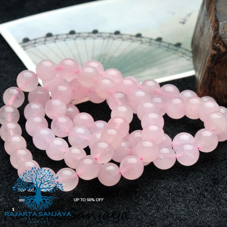 Gelang Batu Natural Rose Quartz 8Mm