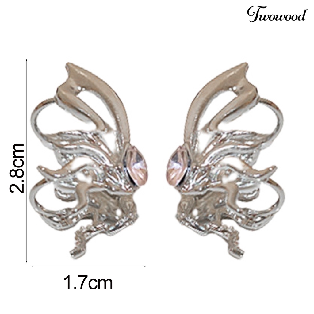 Twowood 1pasang Berongga Tanpa Tindik Telinga Manset Punk Kupu-Kupu Elf Telinga Klip Perhiasan Pesta