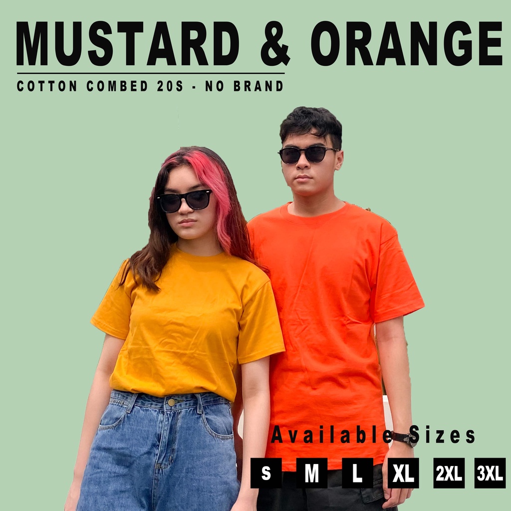 [TEBAL] KAOS POLOS MUSTARD &amp; ORANGE COTTON COMBED 20S | PENDEK PRIA WANITA KATUN 20S SHIRT S-XXL