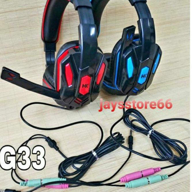 Garansi 100% HEADPHONE Headset GAMING HK G33 EXTREME BASS With MIC ORIGINAL