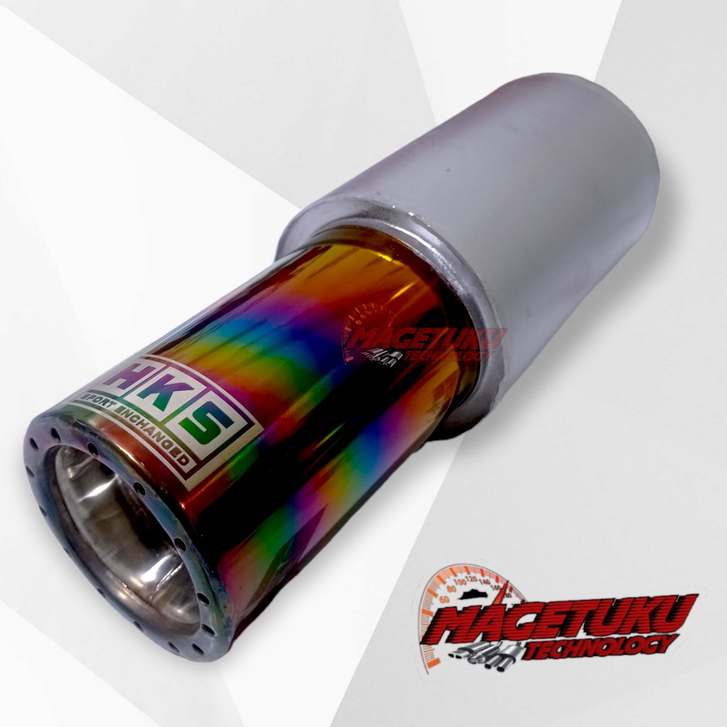 Knalpot Racing Mobil HKS Gronel Ujung Stainles Bass Adem Bulat Empuk Pelangi