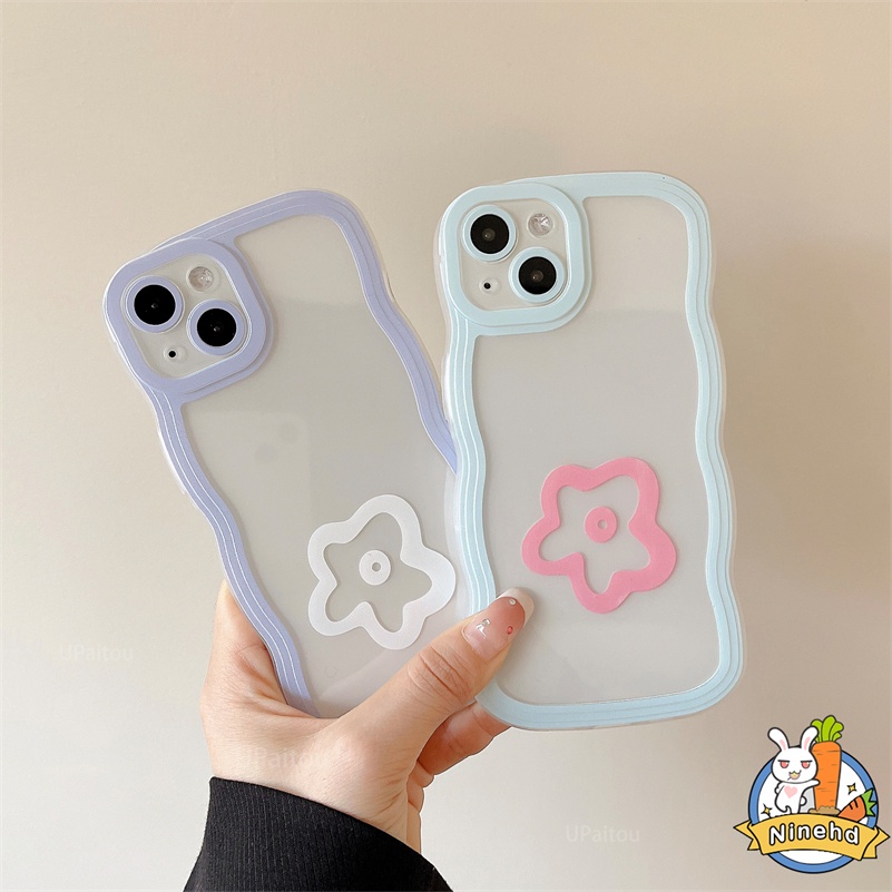 IPHONE Casing Kompatibel Untuk Iphone14 13 12 11 Pro Max X Xr Xs Max SE 8 7 6 6s Plus Lensa Casing Ponsel Warna Permen Bunga Sederhana Penuh Melindungi Tepi Bergelombang Shockproof Soft Case Cover Pelindung