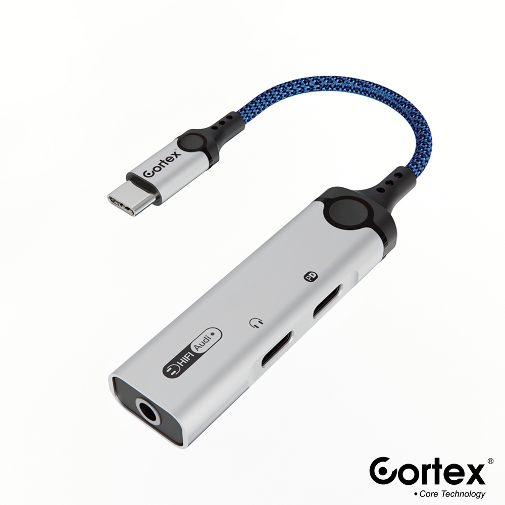 Cortex MH340 USB-C Splitter 3in1 Type-C to Charging + 3.5mm Audio + Type-C Audio Open Mic 60W Charging Adapter