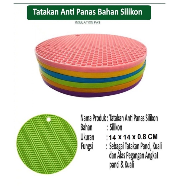 PA Tatakan Panci Piring Tahan Panas / Alas Mangkok Silicone / Piring Gelas Teko Bulat Silikon Anti Slip Licin / Trivet Mat Serbaguna PR124