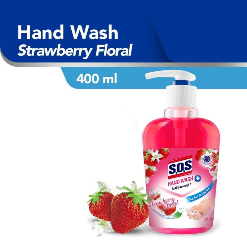 SOS HAND WASH BOTOL 400ML STRAWBERRY FLORAL