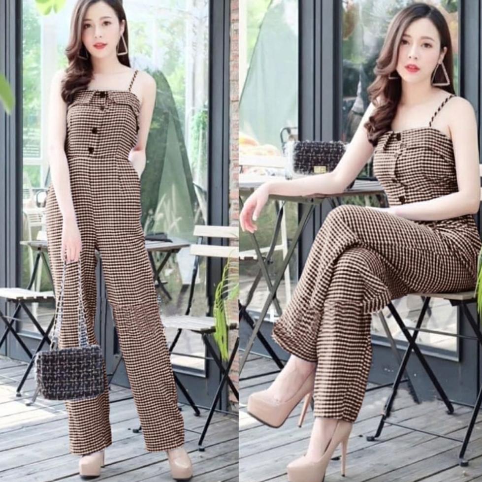 TERLARIS FWG - JS BANGKOK / JUMPSUIT KOTAK / JUMPSUIT WANITA TERBARU / JUMPSUIT / OVERALL JUMPSUIT