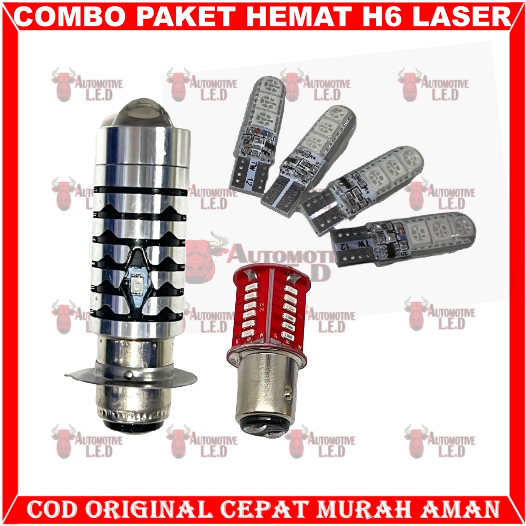 ORIGINAL COMBO PAKET HEMAT LAMPU MOTOR LED H6 LASER BOHLAM STOP 30 LED PLUS SEIN MOTOR | LAMPU DEPAN MOTOR H6 LASER LAMPU REM MOTOR LAMPU SENJA MOTOR LAMPU SEN MOTOR