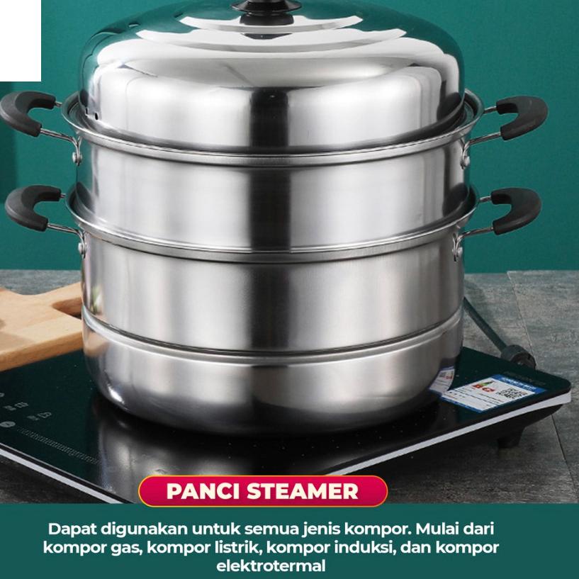 ❀ PANCI KUKUS 3 SUSUN Stainless Dandang Steamer - 3 Tingkat ✵