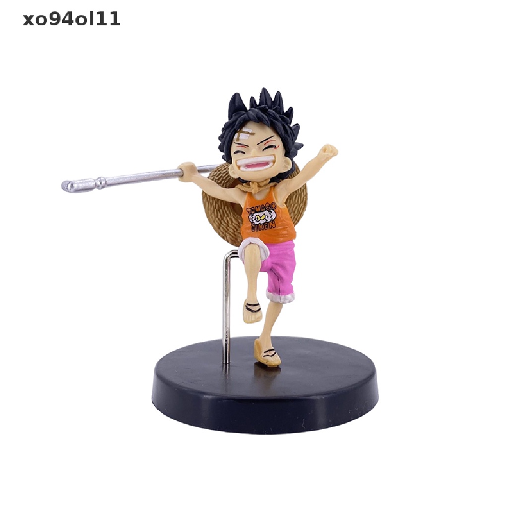 Xo 3Pcs/set Anime One Piece Luffy Ace Sabo PVC Action Figurine Dengan Tongkat PVC Action Figure Model Mainan Boneka Anak Hadiah Masa Kecil OL