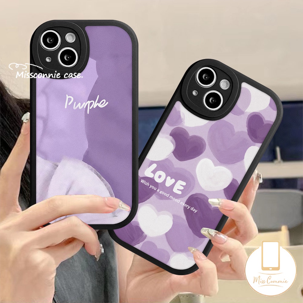 Redmi Note 10Pro 11 9 11s 10s 8 9Pro 9s 11Pro+8Pro Mi 12 11 Lite Redmi 12C A1 9T 9 10C 9A 10 10A 9C POCO X3 NFC Pro F4 M3 Lukisan Minyak Love Heart Purple Art Paint Case Motif