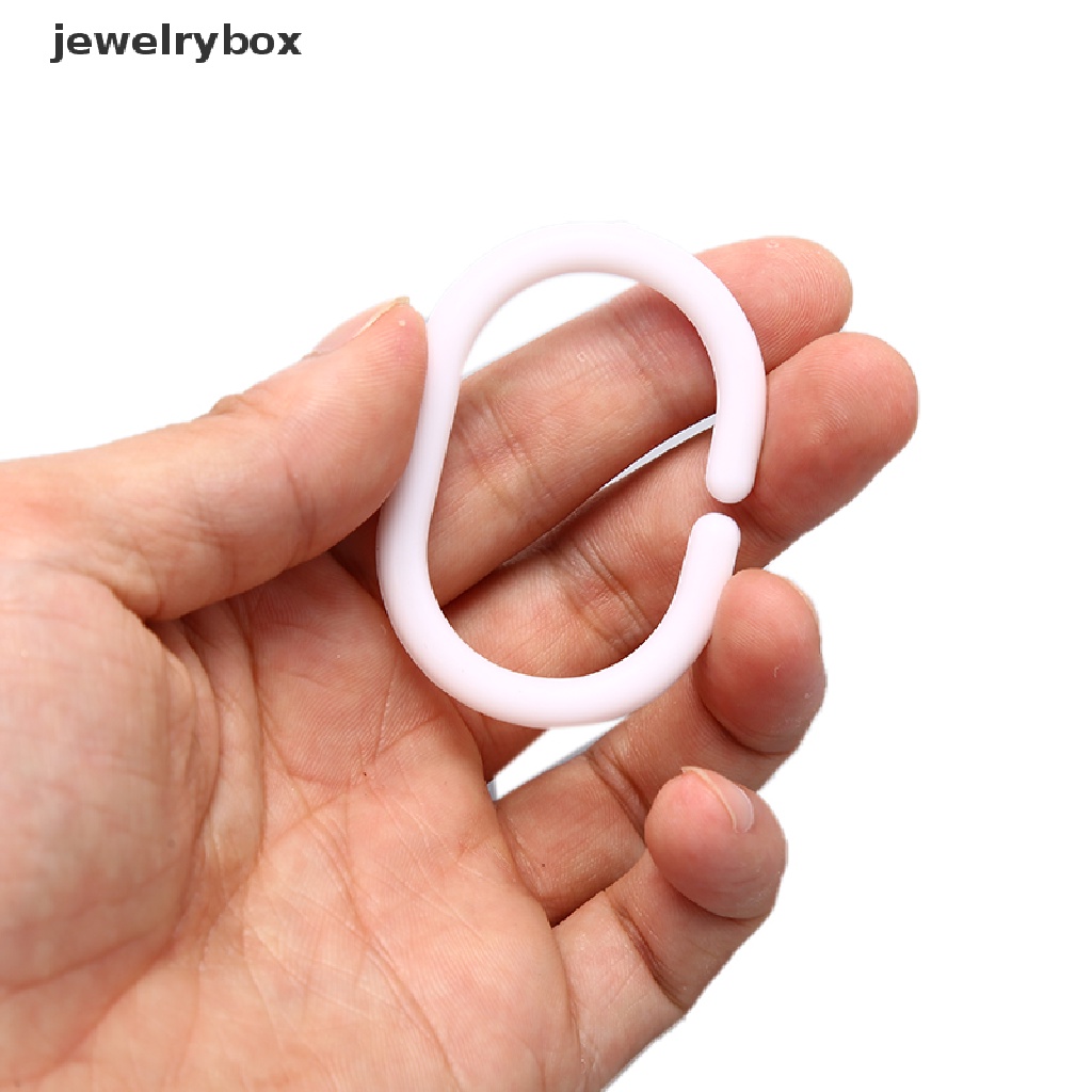 [jewelrybox] 12pcs Shower Curtain Rings Hooks Kamar Mandi Plastik Tiang Kuat Rail Guide Hanger Butik