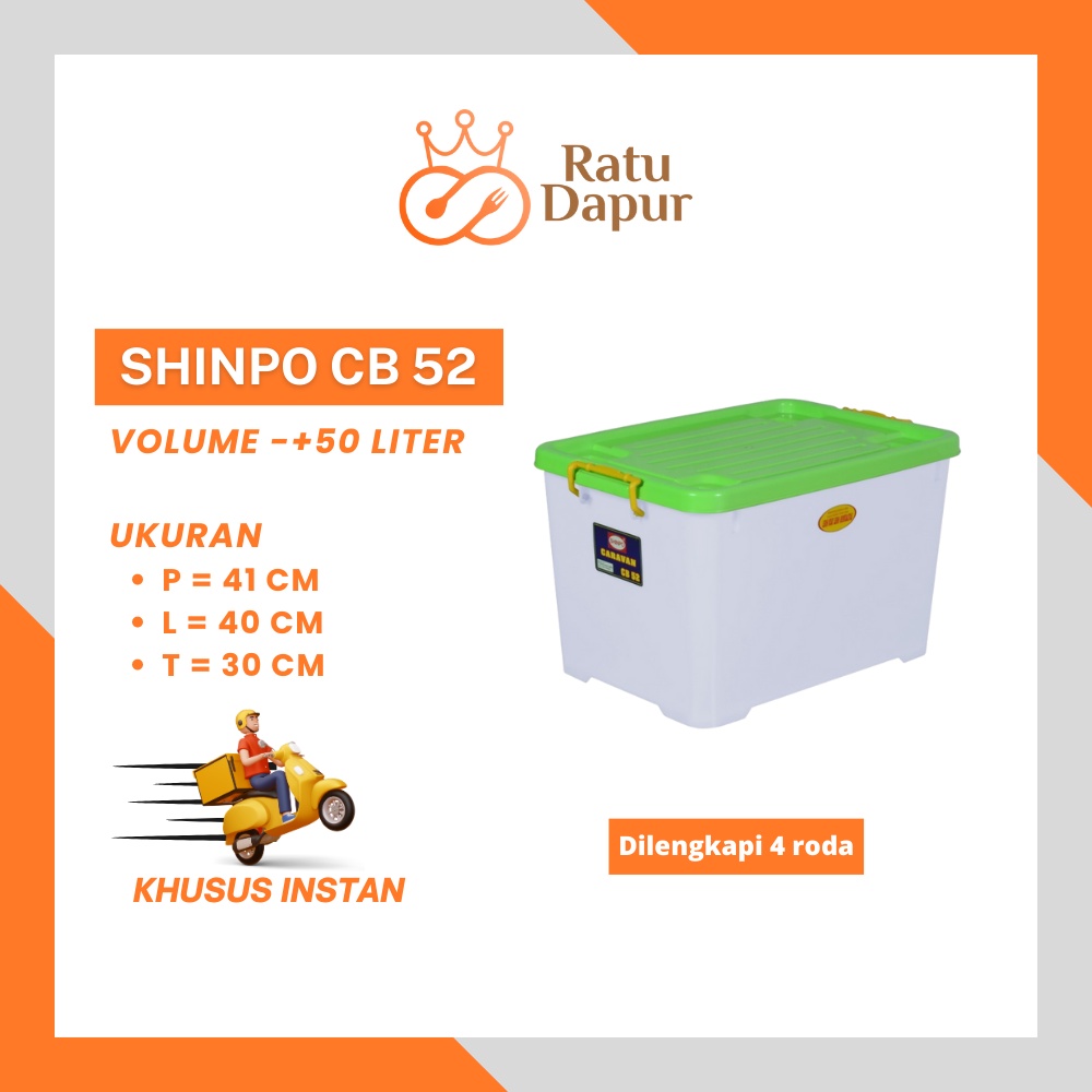 Container Box Plastik Jumbo Besar Multifungsi Ukuran 50 Liter [2 JAM SAMPAI]  SHINPO CB 52 SIP 142 Warna Random PENGIRIMAN Khusus Instan