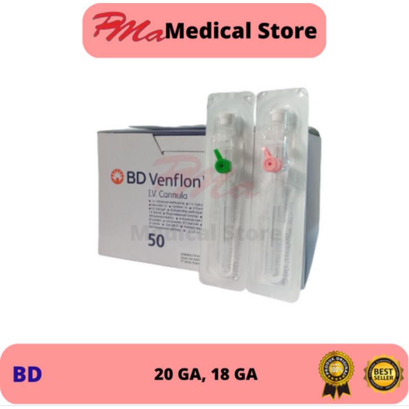 Venflon canula BD No 18/20/22 Harga/ Box