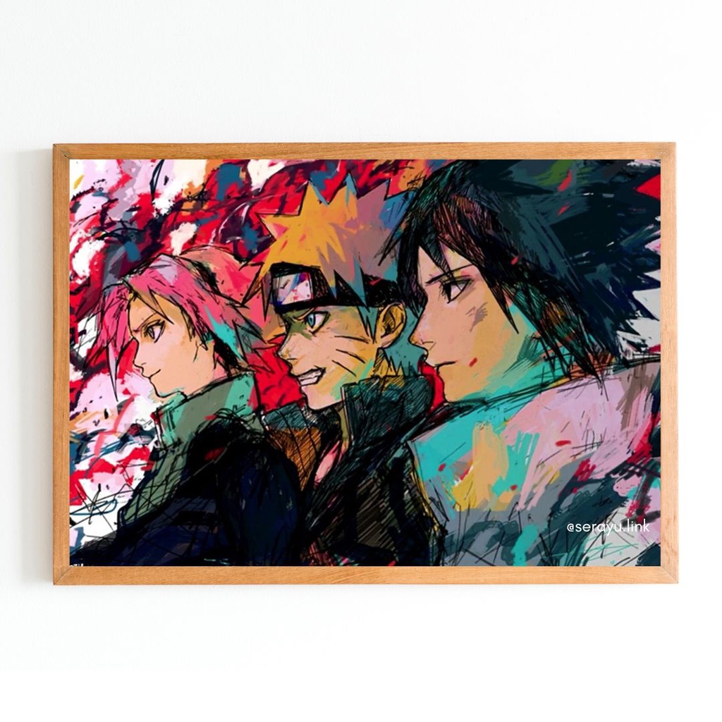 Poster Gambar Naruto Artwork Hiasan Dinding Kamar Bingkai 3D Aesthetic