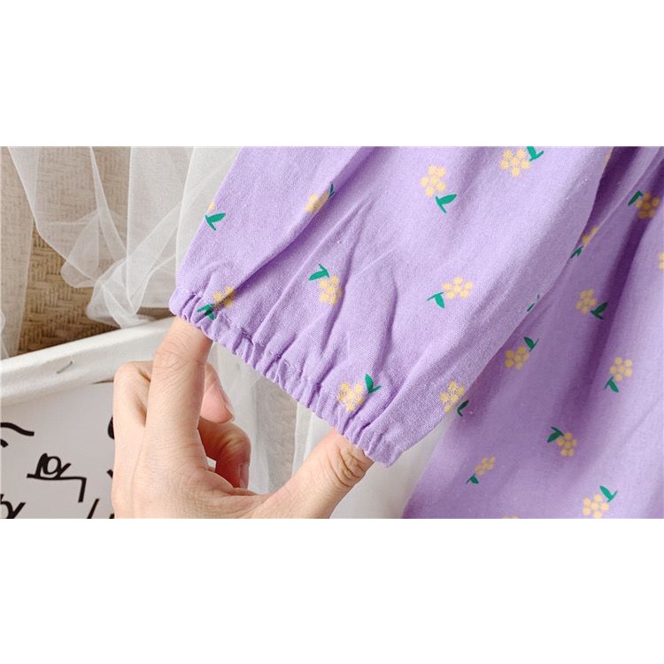 Dress Anak Perempuan Fashion Import Collar Lilac Pastel Flower
