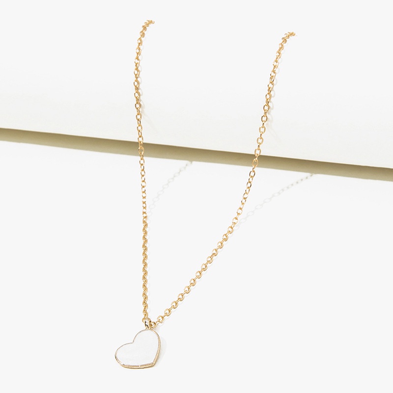 Bermutu Tinggi Perasaan Bersih Merah, Temperamen Manis, Rantai Tulang Selangka, Rantai Emas Prancis Yang Modis, Kalung Liontin Cinta Putih, 1buah