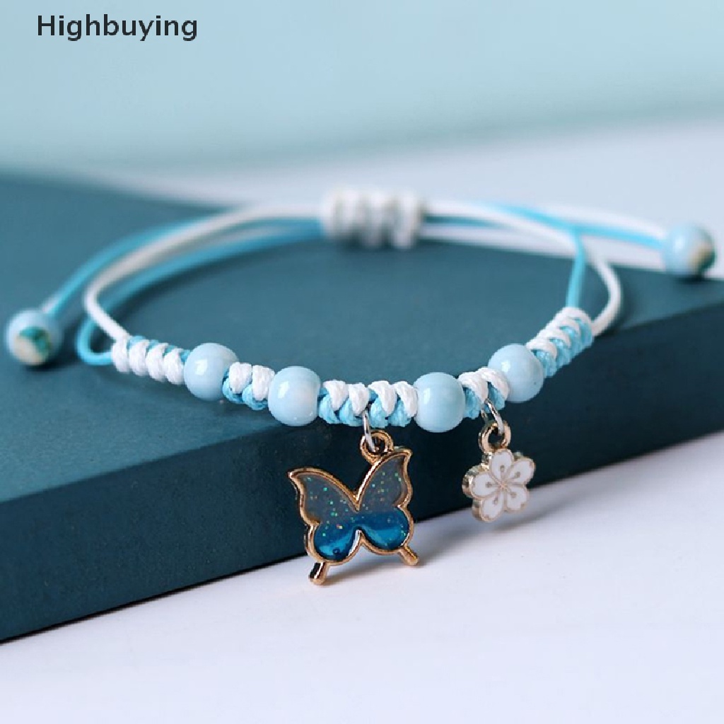 Hbid Fashion Gelang Kupu-Kupu Klasik Handmade Tali Kepang Rantai Adjustable Charm Bracelets Untuk Wanita Gadis Perhiasan Pesta Glory