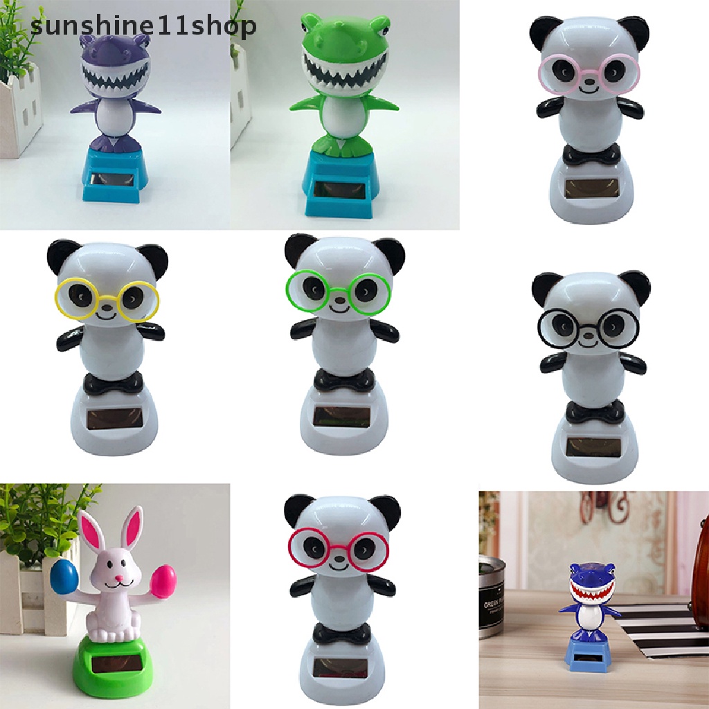 Sho 1Pc Aksesoris Dekorasi Mobil Car Solar Decoration Kartun Kreatif Goyang Kepalanya Kelinci Lucu Panda Boneka Boneka Hadiah N