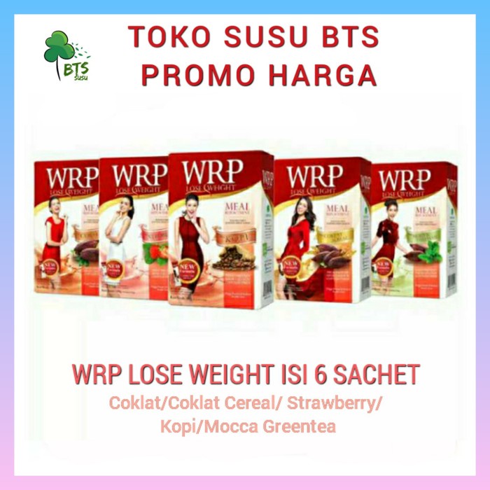 

[ COD ] WRP meal replacement isi 6 sachet/ susu diet WRP - Moka Greentea, eco packing