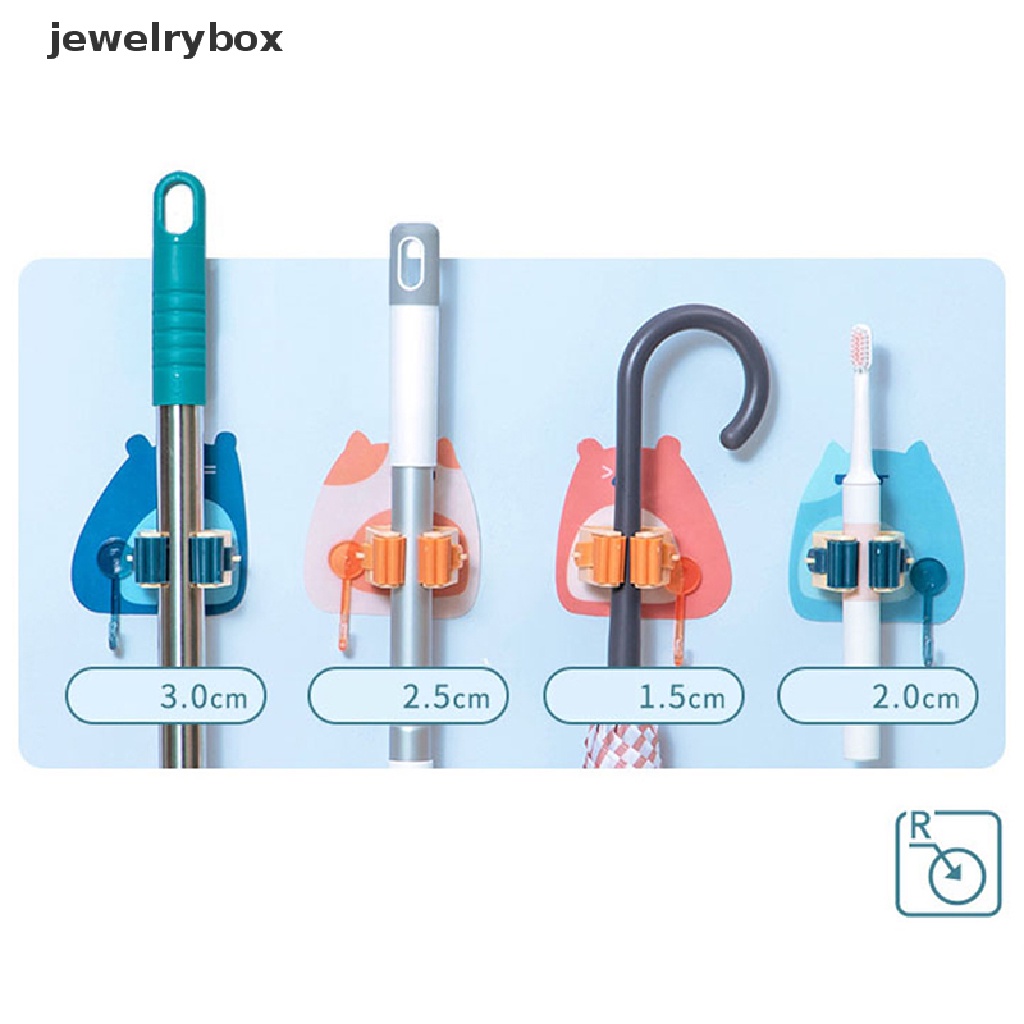 [jewelrybox] Mop Wall Hook Plastik Dapur Kamar Mandi Organizer Rak Penyimpanan Pel Tanpa Bor Butik