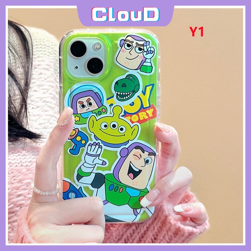 IPHONE Kartun Strawberry Bear Manyo Case Kompatibel Untuk Iphone11 13 14 12 Pro MAX X XS MAX 6 7 6S 8 Plus XR SE 2020 Toy Story Lucu Buzz Lightyear Shockproof Airbag Soft Cover