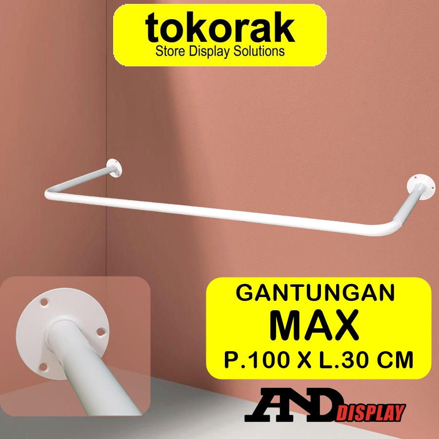 GAWANG BAJU TEMBOK 1 METER RAK GANTUNGAN BAJU DINDING MAX 100 CM JEMURAN 1M 100CM PUTIH GOLD HITAM