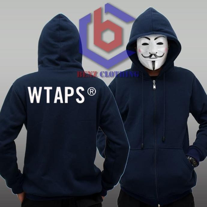 Jaket Hoodie Sweater WTAPS Outerwear Pria Wanita Zipper Resleting Depan Polos Sablon Polyflek Korea
