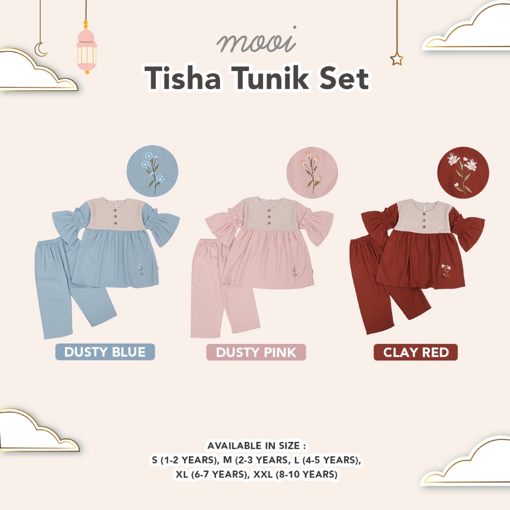 PROMO 7.7 PROMO BAJU LEBARAN MURAH Mooi Tisha Tunik Set 1-10 Tahun Tunik Raya / Setelan Tunik Lebaran Anak Perempuan Seri Keluarga Pakaian Muslim