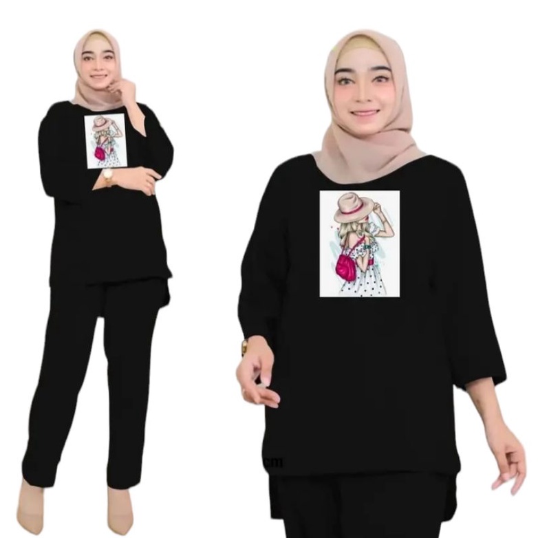 SETELAN WANITA OVERSIZE DTF FASHION TOPI