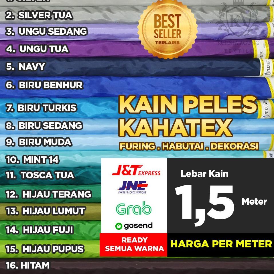 TREND TERKINI L22 Kain Peles Kahatex Meteran ( 100cm ) / Kain Polos Hitam Meteran Murah  / Kain Abut