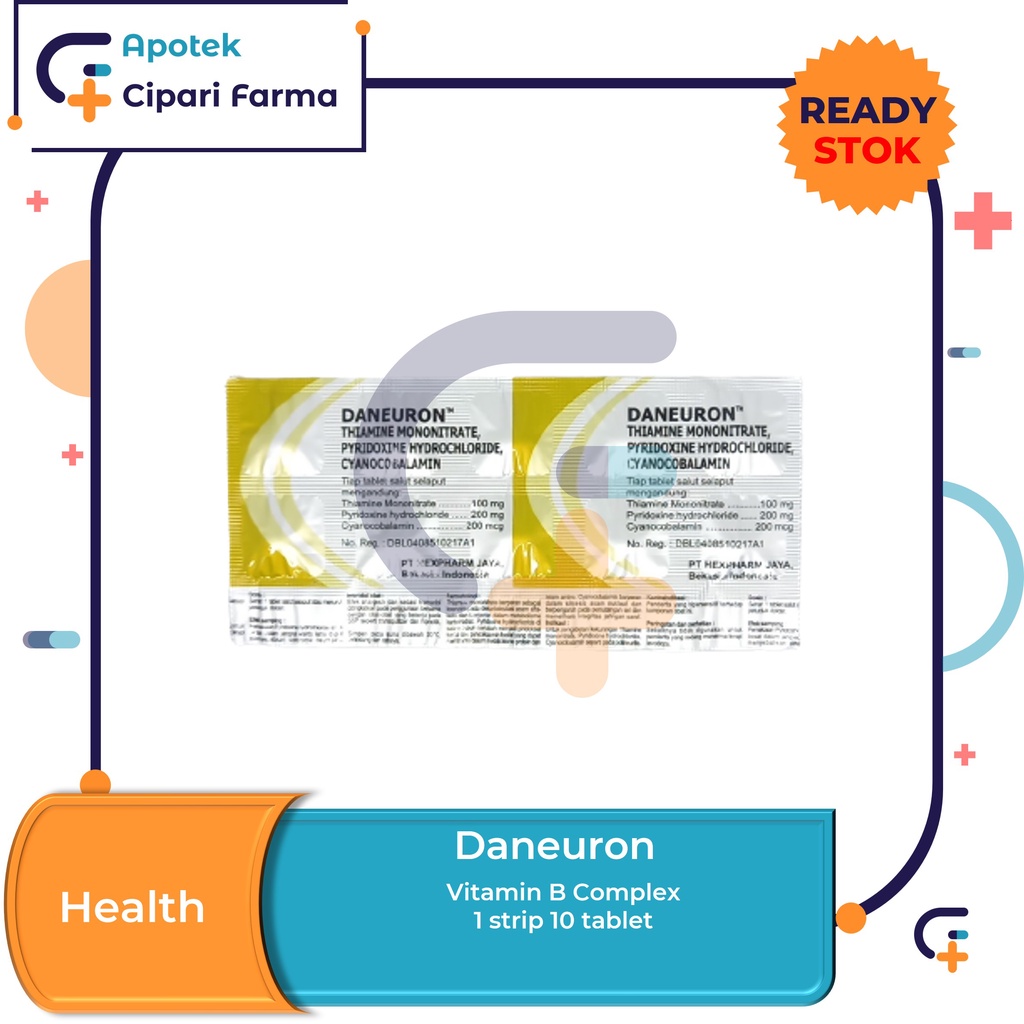 Jual Daneuron Vitamin B1 B6 B12 1 Strip isi 10 Tablet Shopee