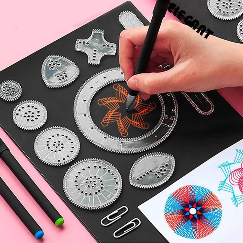 [Elegan] Spirograph Student Supply Mainan Edukasi Stensil Multifungsi