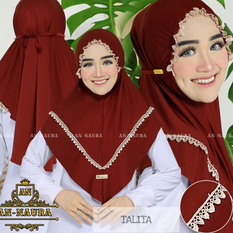 ✱ Jilbab kerut renda talita terbaru - bergo jersey kerut viral - kerudung jersey renda kerut ➮