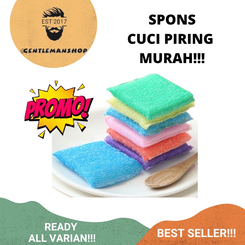 Spons Cuci Piring Warna Warni Spon Sponge Sabut Jaring Alat Dishwashing Dapur Masak Busa Serbaguna
