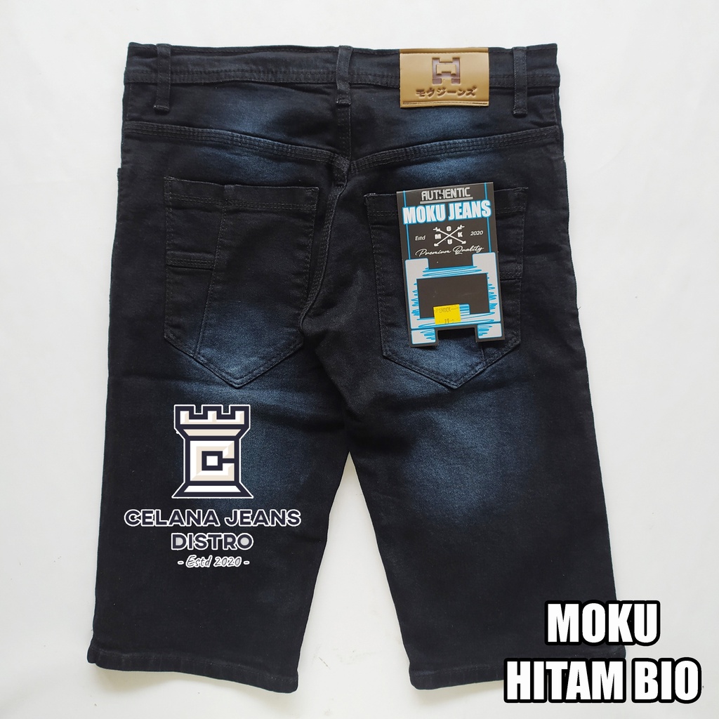 Celana Jeans Pendek Pria Hitam Bio Distro