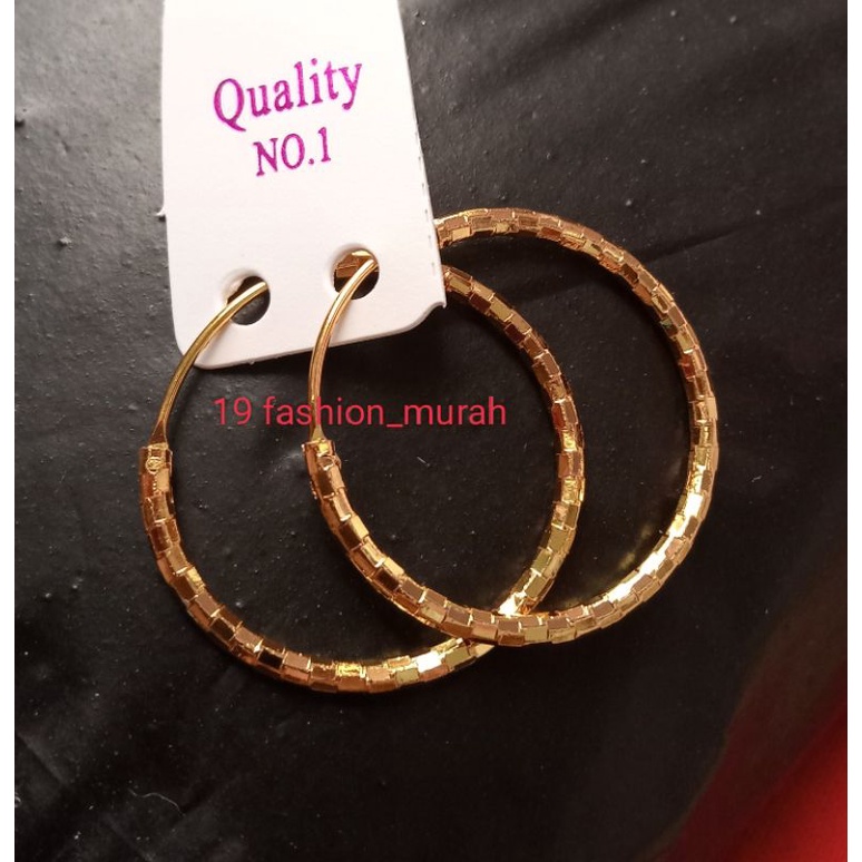 ANTING WANITA DEWASA MOTIF KOTAK LAPIS EMAS 24 K FASHION KEKINIAN ANTI LUNTUR