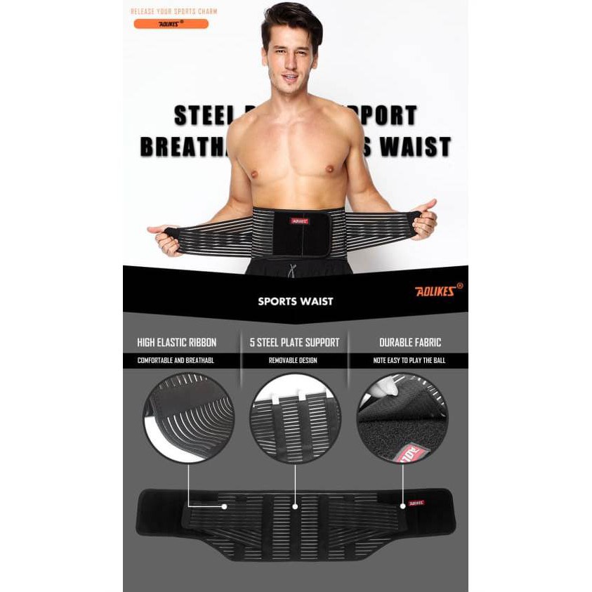 (COD) AOLIKES 7996 Lumbar Waist Back Support Belt Sabuk Penyangga Pinggang
