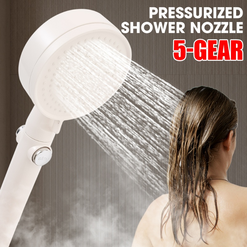 5fungsi Mode Kepala Shower Genggam Hemat Air Tekanan Tinggi/Showerhead Hujan Genggam Kuat Putih/Semprotan Shower Ampuh Pengganti/Semprotan Bidet Kamar Mandi