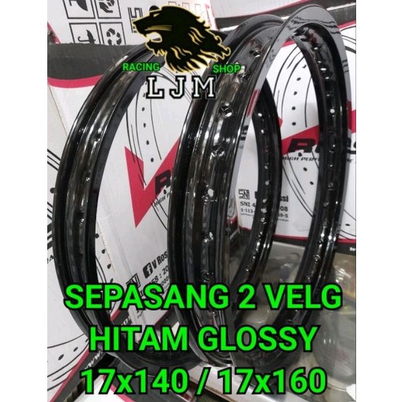 Jual VELG ROSSI Hitam Glossy Sepasang 2 Velg Depan Belakang Uk 17x140
