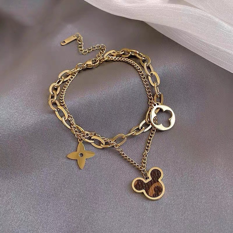 Gelang Titanium Steel 18k Anti Air / Sensitif Gaya Korea Untuk Wanita