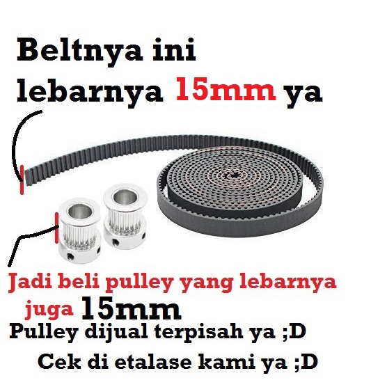 [HAEBOT] GT2 Timing Belt 15mm Closed Loop W15 100-300 mm 100 150 200 250 300 350 400 CNC 3D Printer Sabuk Sambung Pitch 2mm Mekanik Pulley Axis Rubber