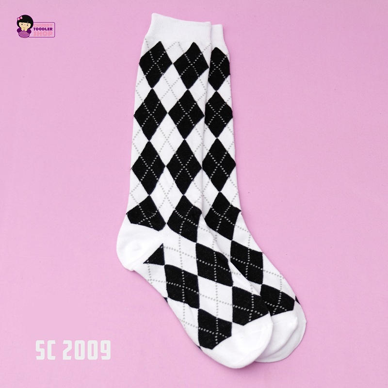 Glorykidz SC2009 Kaos kaki anak panjang selutut Kaus Kaki Anak Motif Catur