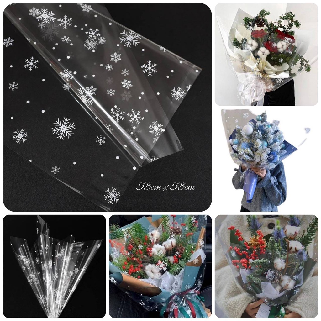 

FREE PACKING Plastik Bungkus Bunga Plastik Bunga Motif Salju Flower Wrapping
