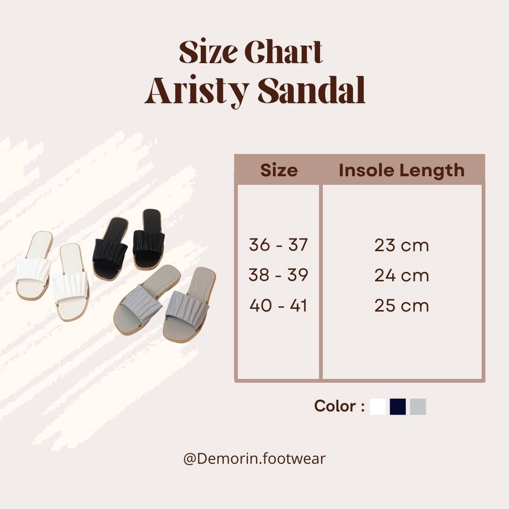 Aristy Sandal Wanita Slip On Teplek- Demorin Sendal