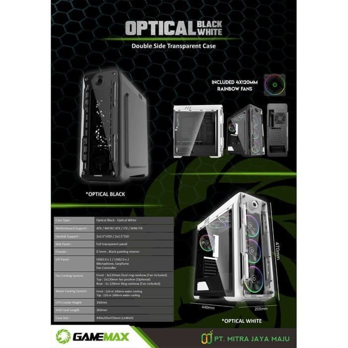 GAMEMAX Casing Optical G510 Gaming PC Case with Fan