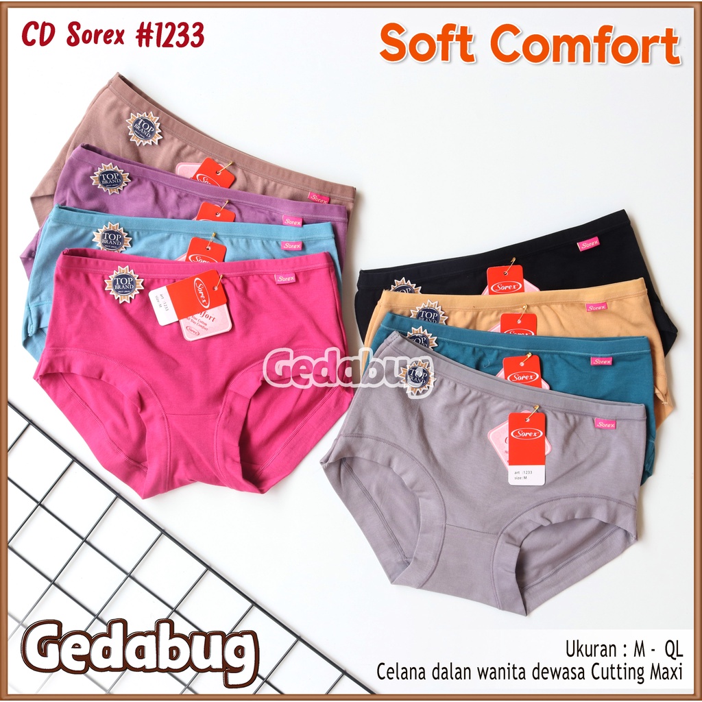 3 Pcs - CD Wanita Sorex 1233 Soft &amp; Comfort | Celana dalam wanita dewasa Super Lembut | Gedabug