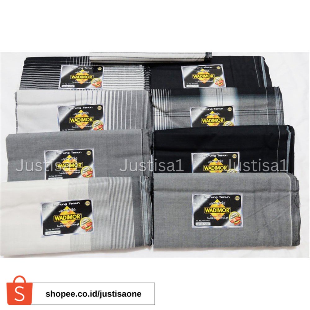 Sarung WADIMOR Motif Hitam Putih Warna Black White HP - Kain Tenun Dewasa Pria Laki Santri Solat Pesantren Sholat Remaja Tanggung Cowok Pesantren Masjid Kang Santri Grosir Sunatan Lebaran Hadiah Sovenir Cowo Premium Kasual Casual Formal Resmi Lembut Adem