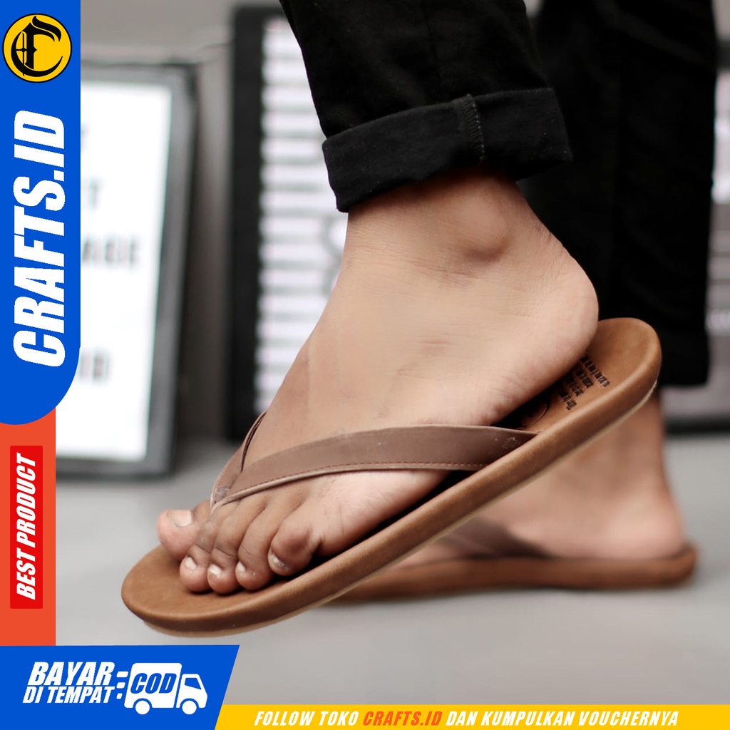 Sandal Jepit Pria Kulit Asli Crafts Walet